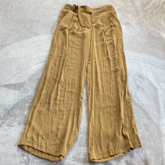 Zara Pants - ZARA WOMAN Olive green satin-like wide leg trousers xs with tags